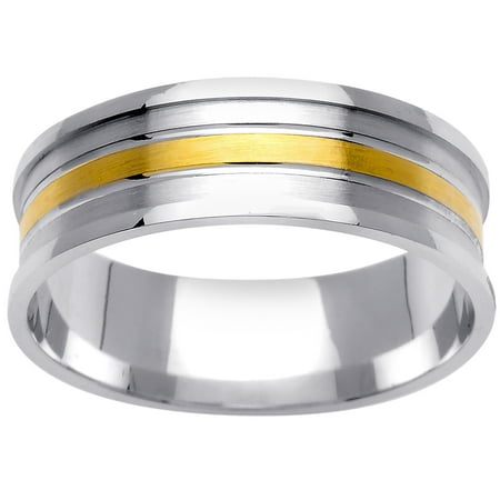 - 18K Two Tone Gold Modern Women's Wedding Band (7mm)