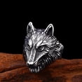 thumbnail image 3 of PAMTIER Men's Stainless Steel Cool Domineering Gothic Tribe Wolf Head Ring Personality Retro Punk Band Forest Wolf Totem Silver Size 14, 3 of 6