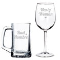 thumbnail image 1 of Bad Hombre Beer Mug and Nasty Woman Wine Glass Set, 1 of 2