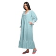 thumbnail image 2 of Moomaya Robe de Nuit Maxi pour Femmes en Coton à Col en V Imprimé avec Bordure Volantée, 2 of 5
