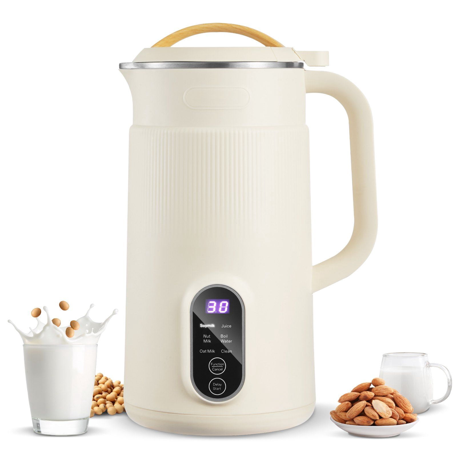 6-in-1 Nut Milk Maker, 20 oz Soy Milk Maker with Self-Cleaning & Delay Timer for Homemade Plant-Based Beverages - 6 Blades, Boil Water Function