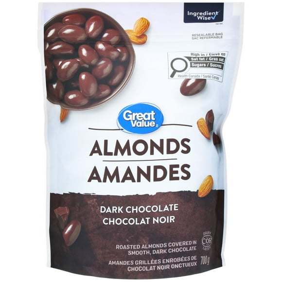 Great Value Dark Chocolate Almonds, 700 g