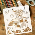 thumbnail image 3 of Cow Stencil 11.8x11.8 inch Funny Highland Cow Drawing Painting Stencils Plastic Bathing Cow Reading Newspaper Pattern Stencil Reusable Stencils for Floors Walls Furniture Decor colorful, 3 of 7