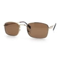 thumbnail image 4 of Retro Hipster Narrow Rectangle Metal Rim Dad Fashion Sunglasses [Gold - Brown], 4 of 8