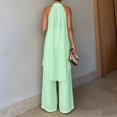 thumbnail image 4 of Women's 2 Piece Sets Asymmetric Sleeveless Crew Neck Tops and Wide Leg Palazzo Pants Beach Vacation Outfits, L, 4 of 6