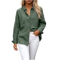 thumbnail image 2 of Women's Winter Cardigan Long-Sleeved Cardigan With Buttons Double Pockets And Collared Shirts Top Cozy Layered Top for Women Green M, 2 of 5