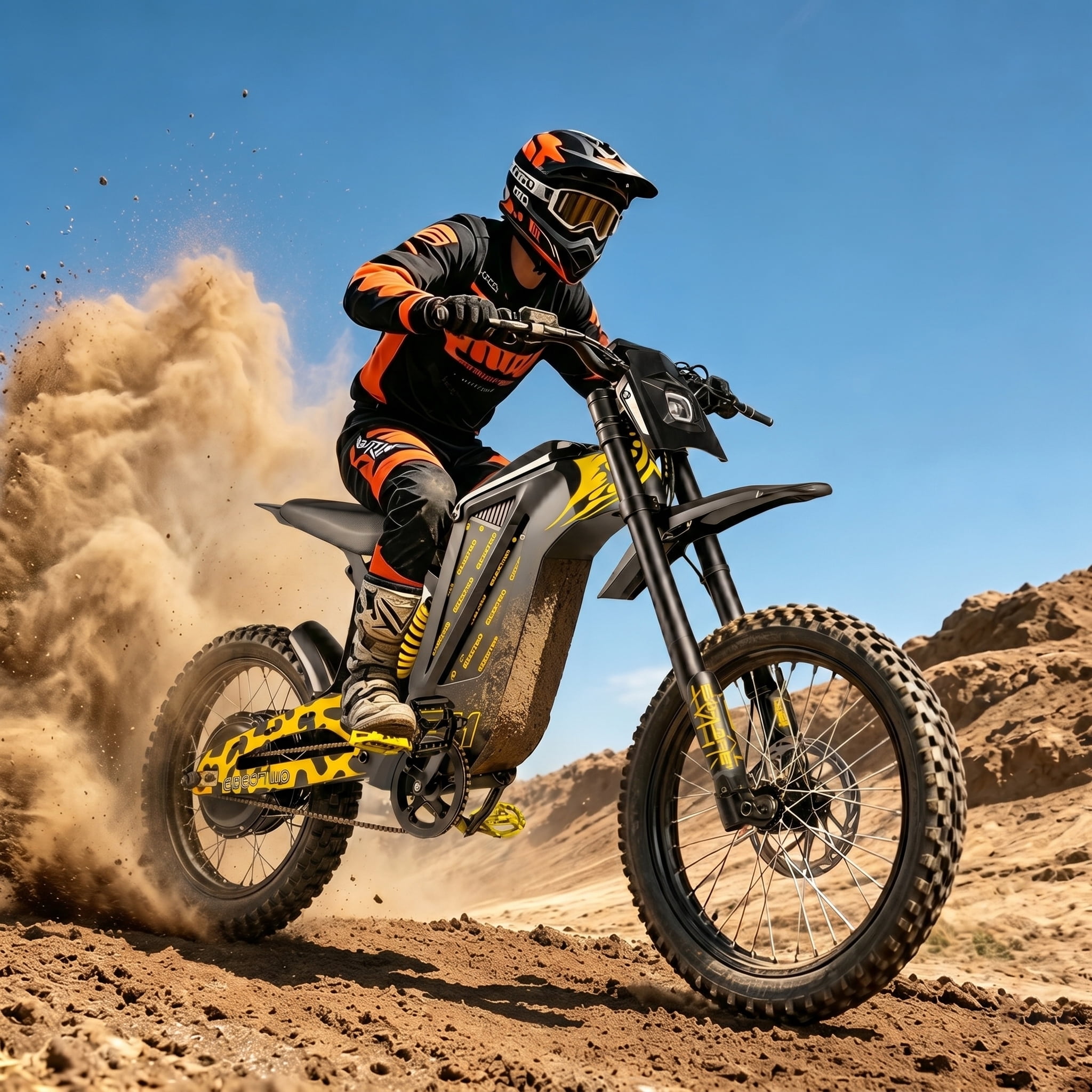 EOEOTWO EX1 Adult Off-Road Electric Bike, 3000W Motor & 40MPH Top Speed, 48V 25Ah Battery for 50-Mile Range, Dual Shock Dirt Bike with 17" Tires & Hydraulic Brakes UL 2849