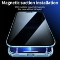 thumbnail image 5 of Privacy Magnetic Case for iPhone 14 Pro, Anti Peeping Clear Double Side Tempered Glass [Magnet Absorption Metal Bumper Frame] Thin 360 Full Protective Phone Case for iPhone 14 Pro 6.1",Darkblue, 5 of 8