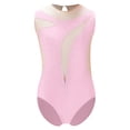 thumbnail image 2 of TiaoBug Kids Girls Sleeveless Gymnastic Leotard Shiny Diamond Mesh Patchwork Ballet Dance Bodysuit Pink 8, 2 of 6