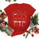 thumbnail image 2 of Gibobby Camisas de Navidad para mujer Camiseta de manga corta con cuello redondo y estampado de Navidad para mujer(Rojo,G), 2 of 5