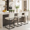 thumbnail image 2 of VKNOW Sets of 2 Bar Stools with Thickened Metal Frame, Mid Back 26 Inch Counter Height Upholstered Modern Bar Chairs for Kitchen Island,Beige, 2 of 9