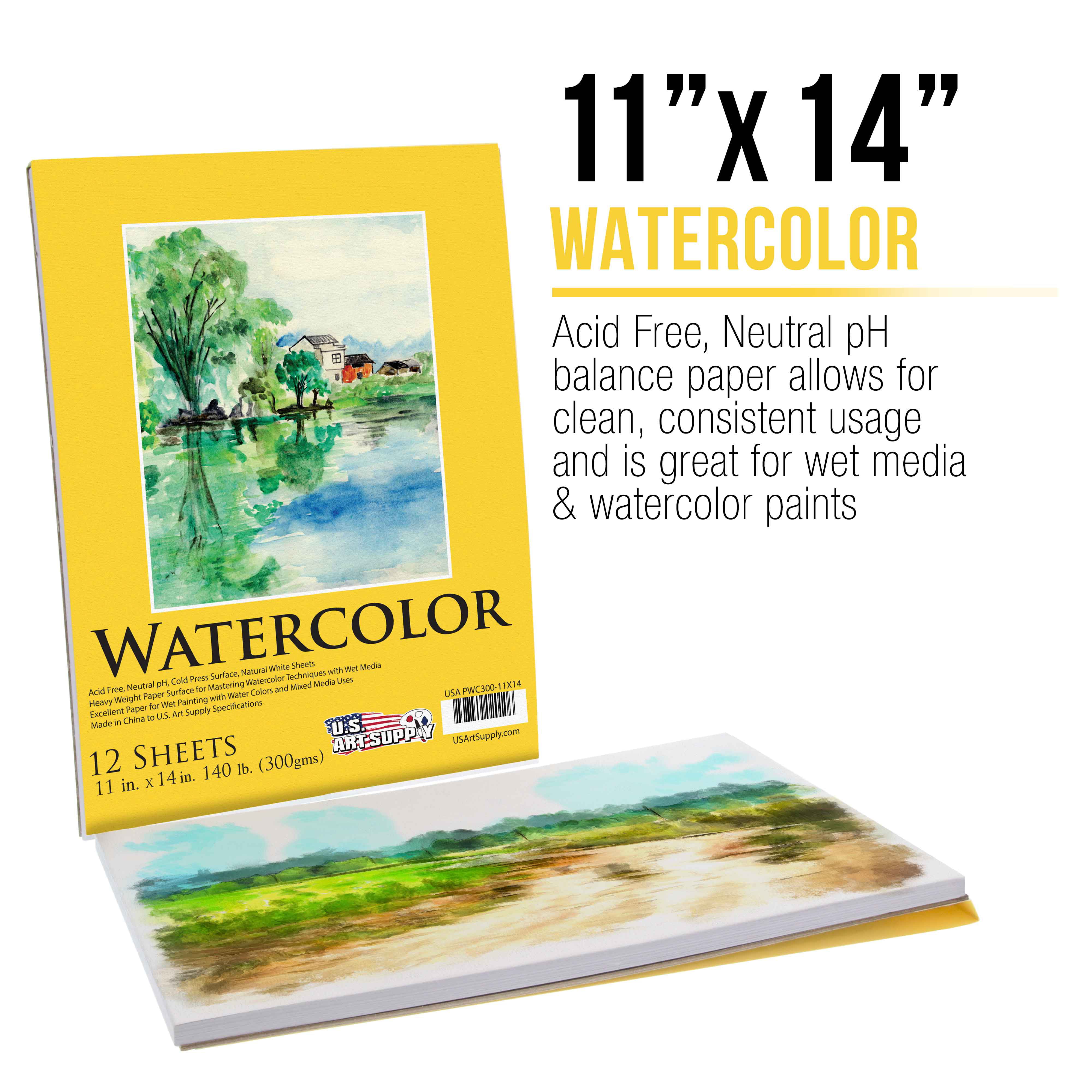 AEM Hi Arts 2 Pack, 30 Sheet, 11x15 Watercolor Paper Pad/Art