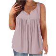 thumbnail image 2 of Diufon Plus Size Womens Vest Summer Solid Color Pleated Tops V Neck Sleeveless Button Tees, 2 of 5
