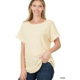 thumbnail image 2 of Zenana Women's Round Neck Heavy Woven Boat Neck Rolled Short Sleeve Blouse Top, 2 of 2