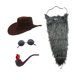 thumbnail image 4 of Sombrero vaquero y gafas sol divertidas con barba para carnaval, , escenario y vacaciones. gris, 4 of 8