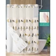 thumbnail image 2 of No Hook Shower Curtain with Snap in Liner, Birds on the Wire Yellow Grey Orange Burlap Background Hotel Shower Curtains for Bathroom, Washable Shower Curtain Liner Set with Mesh Top Window, 60"x72", 2 of 6
