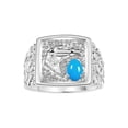 thumbnail image 1 of RYLOS Men's Rings 14K White Gold Rings Lucky Nugget Horse Head 6X4MM Oval Gemstone & Diamond Ring Turquoise December Birthstone Rings For Men Size 13, 1 of 7