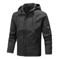 thumbnail image 3 of LpwkSSA Men's Sport Coats Fashion Leisure Windbreaker Solid Color Zipper Long Sleeve Hooded Casual Outwear Coat With Pockets Black L, 3 of 9