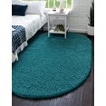 thumbnail image 2 of Unique Loom 3151439 3 ft. 3 in. x 5 ft. 3 in. Solid Shag Oval Rug, Aqua Blue, 2 of 15