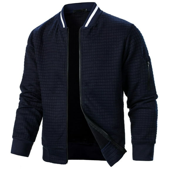 Futezty Men Lightweight Jacket Casual Jacket Waffle Knitted Black Jacket Coat