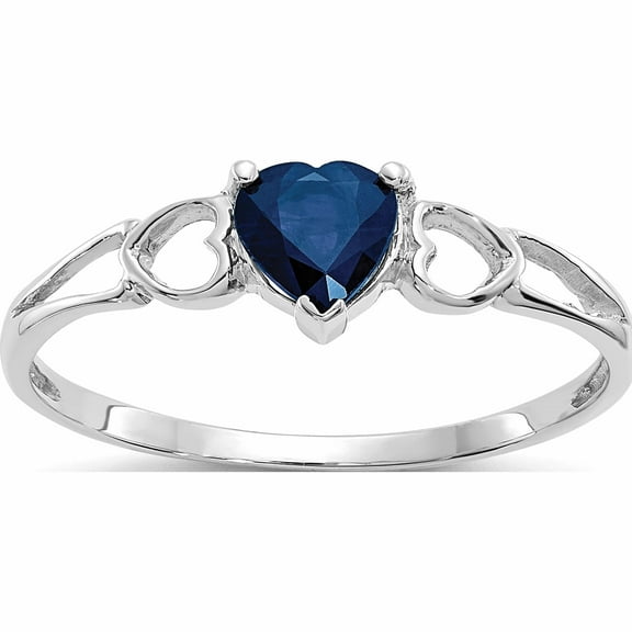 10K White Gold Polished Geniune Sapphire Birthstone Ring (Size 6) Made In India 10xbr174