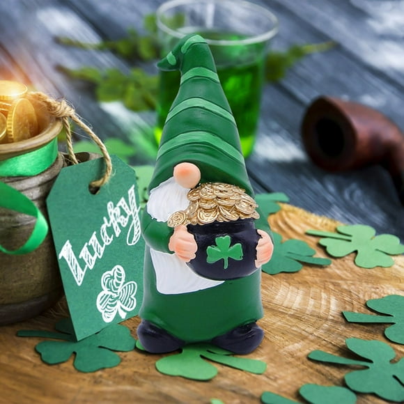 Riforla St Patricks Day Figurine 7 Inch Green Figurine Luck Green Figurine for Home Table Desktop Ornament A