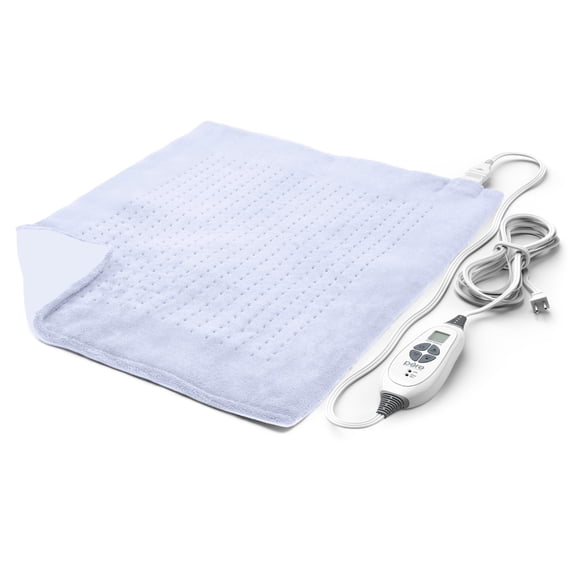 Pure Enrichment PureRelief Ultra-Wide Microplush Heating Pad - 20” x 24” XXL Size & 6 Heat Settings for Neck, Shoulder & Back Pain Relief - Moist Heat Option & Machine Washable (Periwinkle Powder)