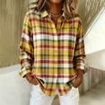 thumbnail image 2 of Coorders Womens Plaid Long Flannel Shirt,Women's Long Sleeves Button Down Tee Shirt Blouses ,Women's Plus Orange,Size L, 2 of 6
