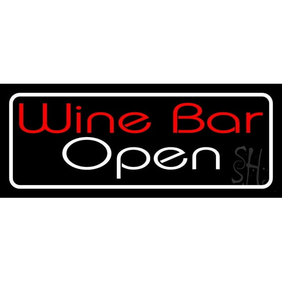 Cursive Red Wine Bar Open LED Neon Sign 13 x 32 - inches, Clear Edge Cut Acrylic Backing, with Dimmer - Bright and Premium built indoor LED Neon Sign for Bar decor.