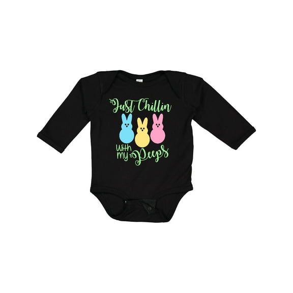 Inktastic Funny Easter Just Chillin' with My Peeps Boys or Girls Long Sleeve Baby Bodysuit