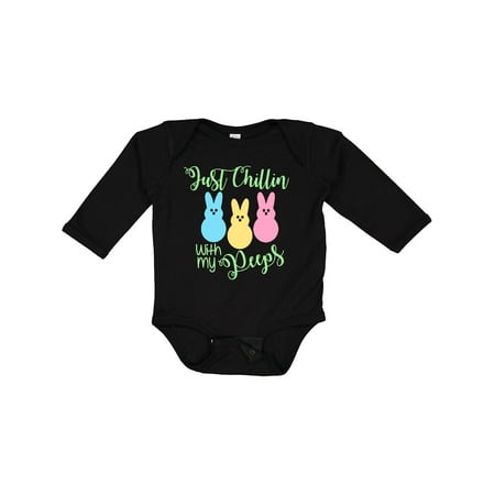 

Inktastic Funny Easter Just Chillin with My Peeps Gift Baby Boy or Baby Girl Long Sleeve Bodysuit