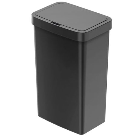 SPABOY 13.2 Gallon Trash Can, Plastic Motion Sensor Kitchen Trash Can, Black, KYH-003