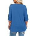 thumbnail image 6 of RYRJJ Plus Size Tops for Women 3/4 Rolled Sleeve Tunics Pleated Front Square Neck T-Shirts Dressy Casual Loose Fit Blouses, 6 of 9