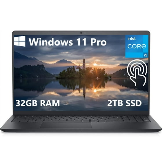 Dell Inspiron 3520 Touchscren Laptop, 15.6" FHD Business Computer, 32GB RAM, 2TB SSD, Intel Core i5-1235U, Wi-Fi 6, Windows 11 Pro, SD Card Reader, Bluetooth, Intel UHD Graphics