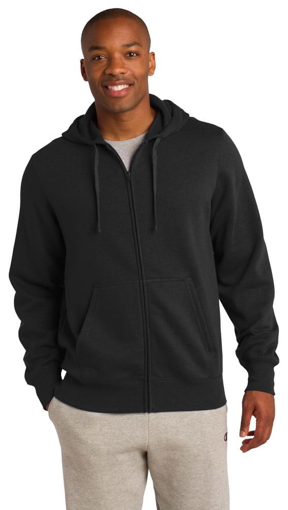 Sport-Tek ST258 Mens Full-Zip Hooded Sweatshirt - Black - 4X-Large ...