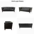 thumbnail image 6 of 82.5" Genuine Leather 3-Seat Sofa Modern Chesterfield Couch for Apartment, Black, 6 of 8