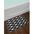 thumbnail image 2 of Geometric Bath Mat, Lattice Inspired Pattern with Symmetric Squares Modernistic Design, Plush Bathroom Decor Mat with Non Slip Backing, 29.5" X 17.5", Charcoal Grey and White, by Ambesonne, 2 of 2