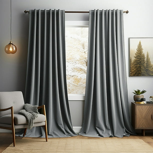 Xihbxyly Cortinas de Terciopelo, Aislamiento Térmico Suave, Tratamiento de Ventanas con Reducción de Ruido, Elegante Diseño de Ojales, Decoración para Dormitorio y Sala de Estar, Ambiente Confortable