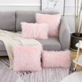 thumbnail image 4 of Set Of 2 Fluffy Pillow Covers New Luxury Series Merino Style Blush Faux Fur Decorative Throw Pillow Covers Square Fuzzy Cushion Case 18X18 Inch, 4 of 7