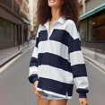 thumbnail image 3 of Tops Women Long Sleeve Oversized Shirt Loose Collared Preppy Pullover, 3 of 8