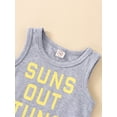thumbnail image 4 of Franhais Baby Shorts Set Letter Print Round Neck Sleeveless Tank Tops + High Waist Stretch Shorts Summer Cute Two Piece Set, 4 of 9