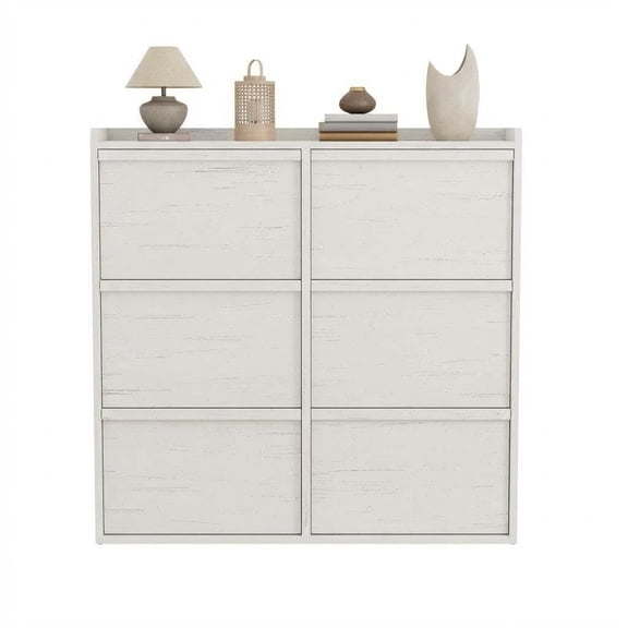 Modern Narrow Shoe Cabinet, 120 * 26 * 117 cm Turnover Drawer Organizer, Adjustable Shelves Hidden Shoe Storage for Living Room, Entryway