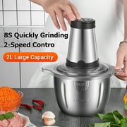 CACAGOO 3L Electric Meat Grinder, 304 Stainless Steel Food Processor with 4 Sharp Blades, 2-Speed Adjustable Food Processor for Meat, Vegetables, Garlic