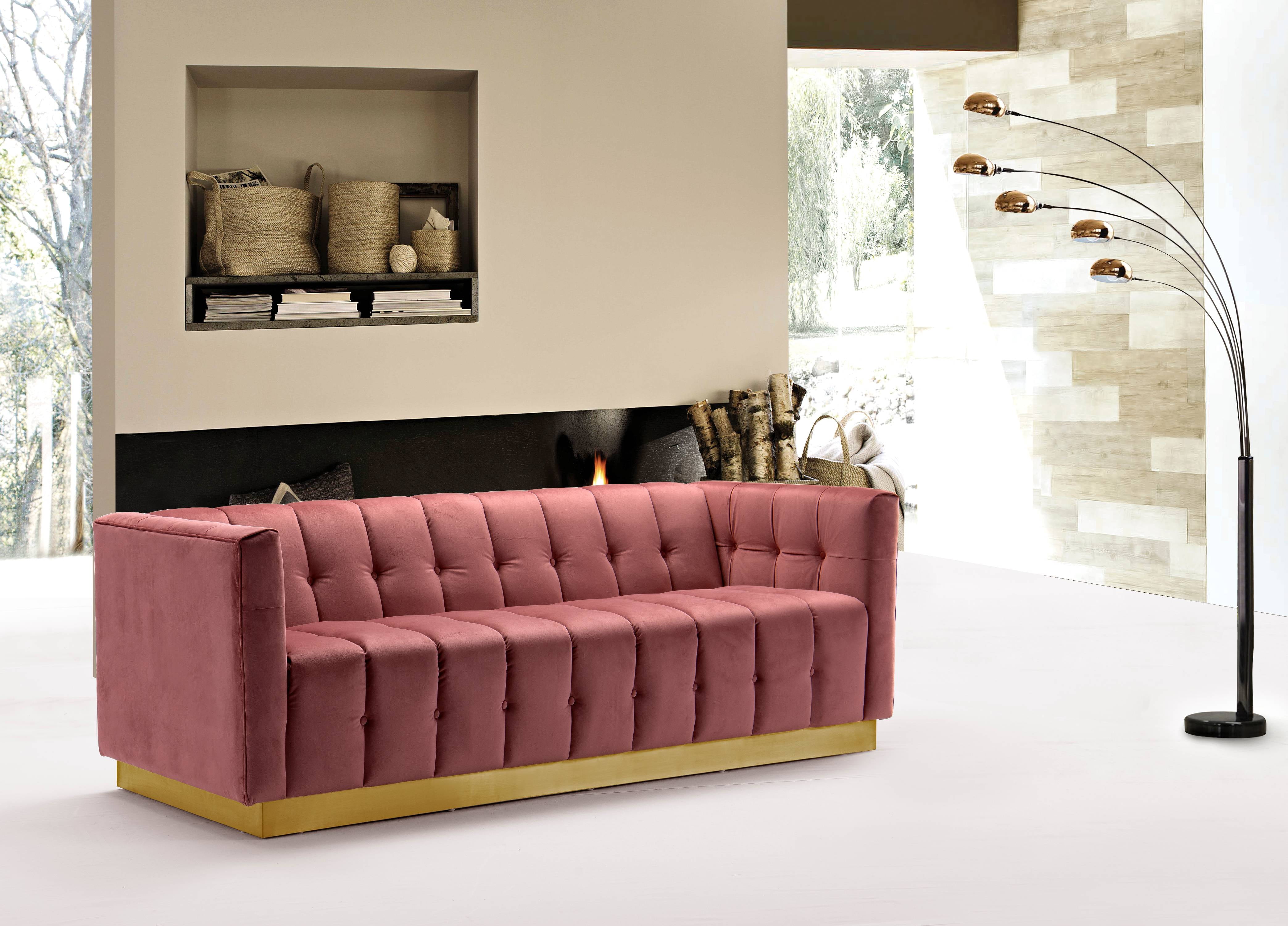 Chic Home Aviv Velvet Upholstered Channel-Quilted Single Sofa - Walmart