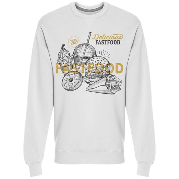 Fast Food Burger Pizza Sweatshirt Men -Image by Shutterstock, Male 3X-Large