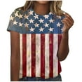 thumbnail image 2 of Cavosen Red White and Blue Shirts for Women Petite 4th of July Short Sleeve Round Neck Tops American Flag Print T Shirts Lady XL Red White and Blue Casual Tops Patriotic Tunic Tees Patriotic Clothes, 2 of 4