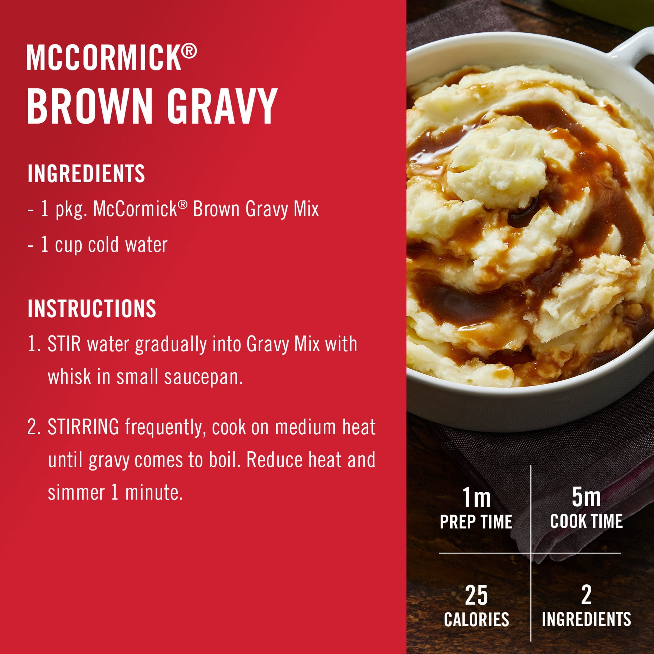 (24 pack) McCormick Brown Gravy Mix, 0.87 oz Packet
