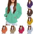 thumbnail image 7 of XXWXYD Teen Girls Flece Zip Up Hoodies Jacket, Basic Solid Color Sweatshirts for Kids, Fall Winter Casual Loose Fit Daily Outwear, Comfy Warm Pullover with Pockets, 7 of 7