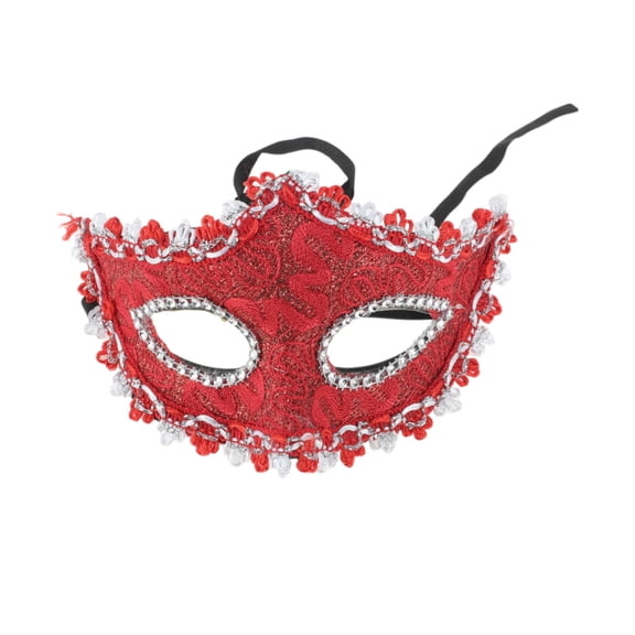 Unique Bargains Halloween Christmas 1 Pc Pointed Head Dragon-Design Half Face Party Mask for Masquerade Party Red