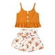 thumbnail image 3 of Jumpingount Elroy - 2 piezas de ropa para niños, pantalones cortos estampados para niñas, chaleco con botones en la parte con volantes conjuntos de ropa chocolate 90cm, 3 of 6